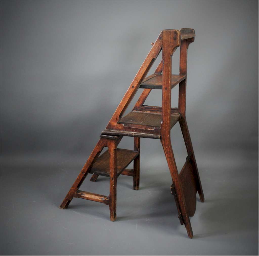 An Oak Metamorphic Chair / Library Steps