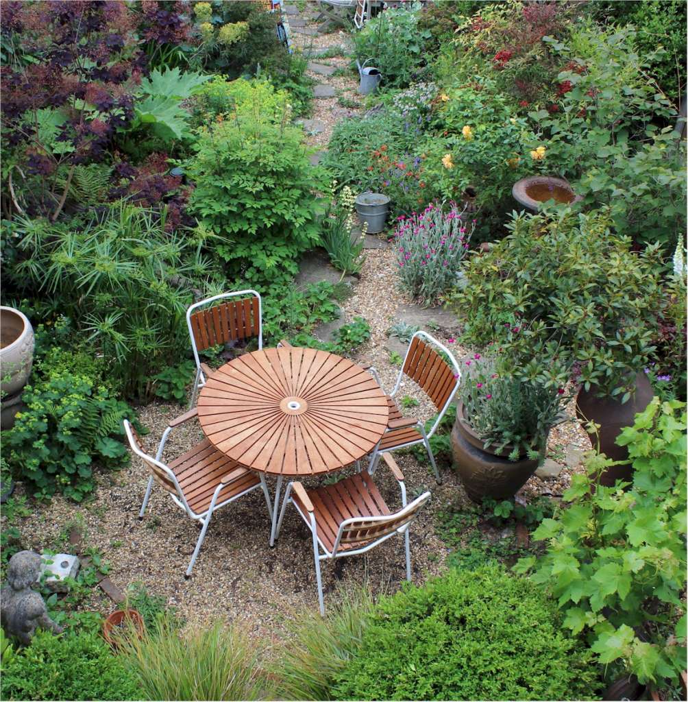 Midcentury Danish Teak Garden Table & 4 Stacking Chairs