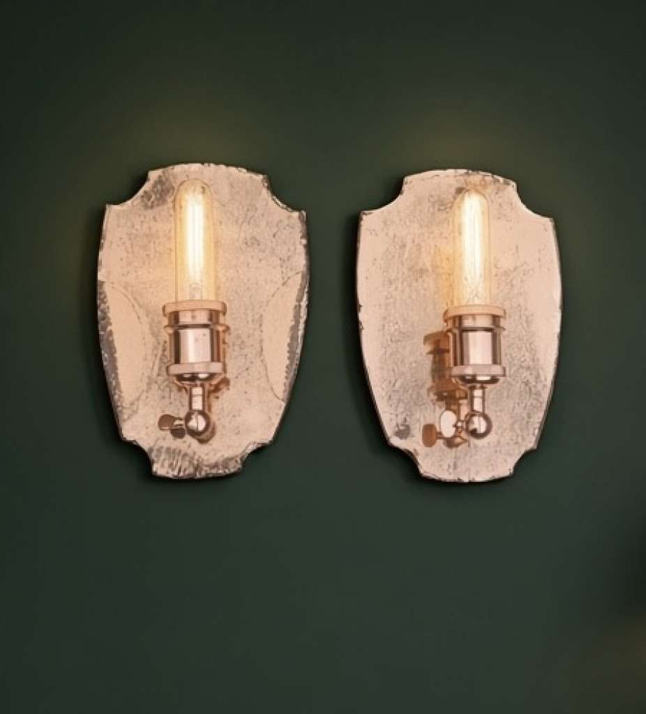 Art Deco mirrored back wall lights
