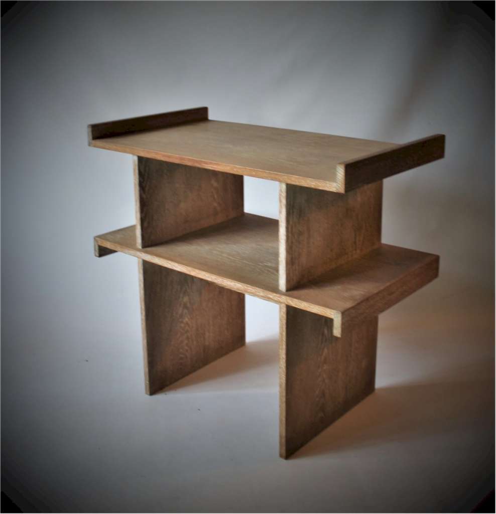 Modernist Art Deco limed oak console table