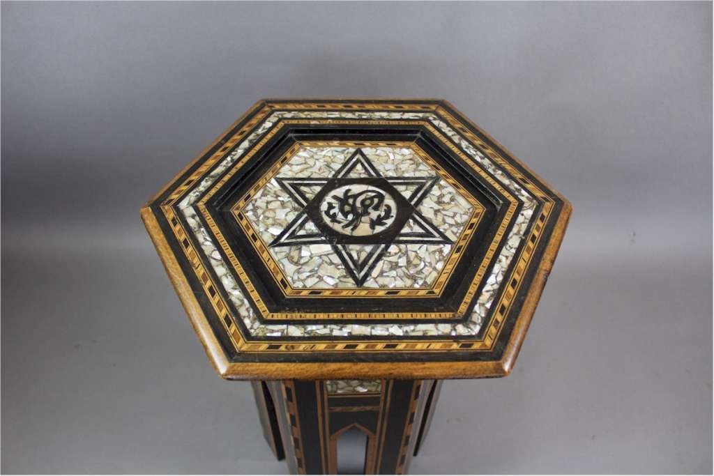 Moorish occasional table c1900 inlaid with mother of pearl