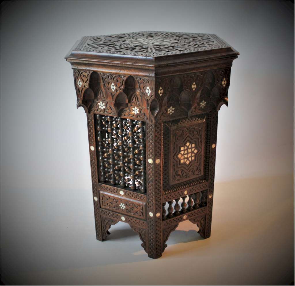 Moorish Syrian side table with mother of pearl inlay