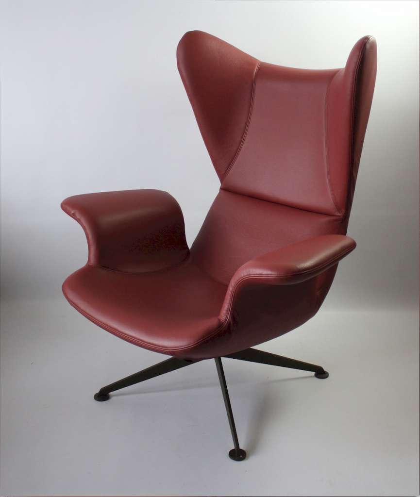 LONGWAVE leather swivel armchair by Diesel for MOROSO