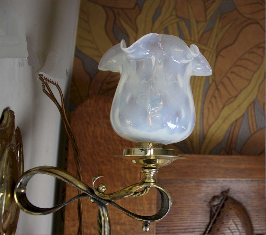 pair brass wall lights LS