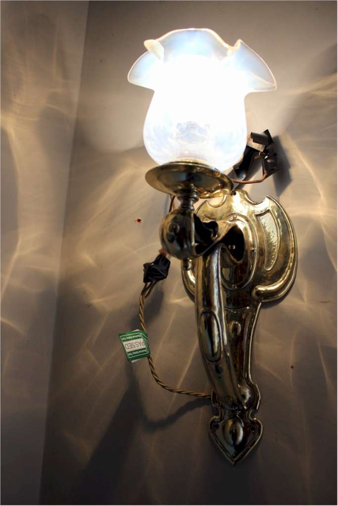 pair brass wall lights LS