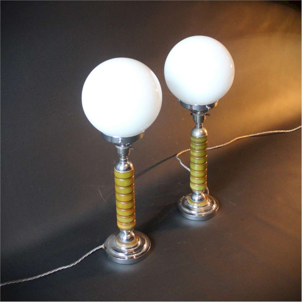 Pair of art deco phenolic table lamps