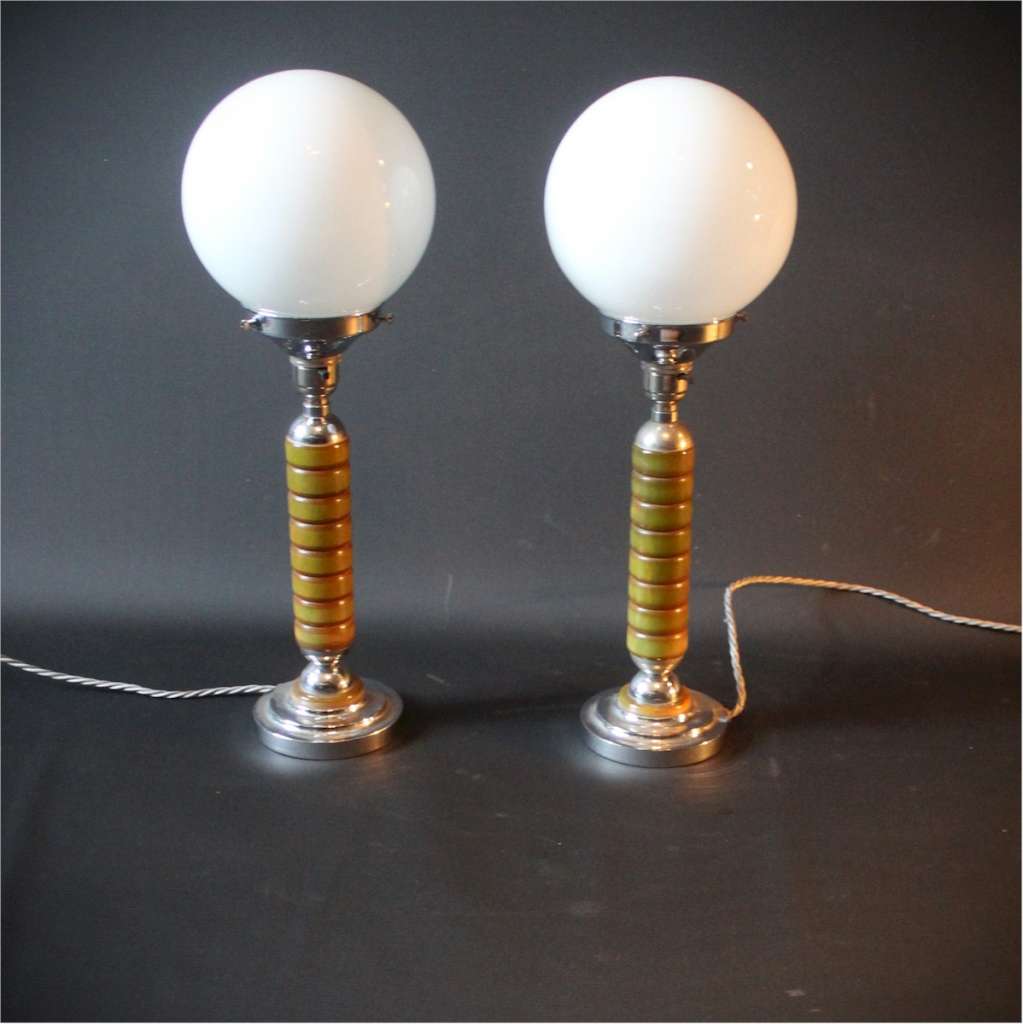 Pair of art deco phenolic table lamps