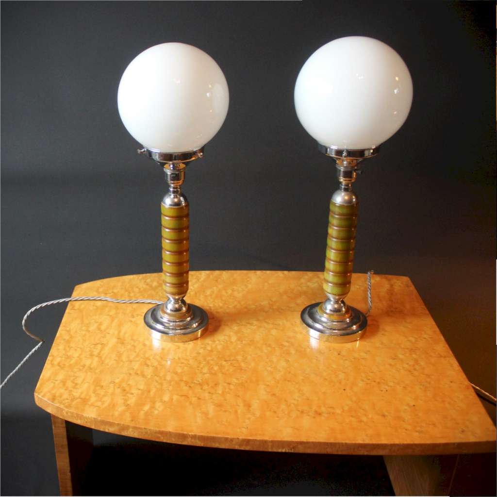Pair of art deco phenolic table lamps