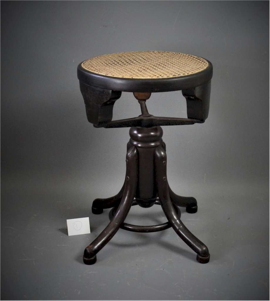 Thonet, pair of adjustable bentwood stools