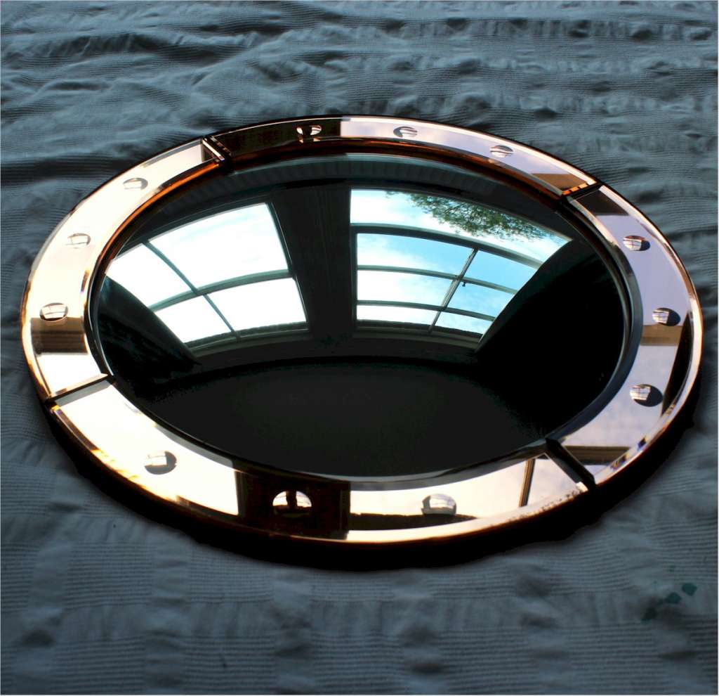 Art Deco Peach framed convex mirror