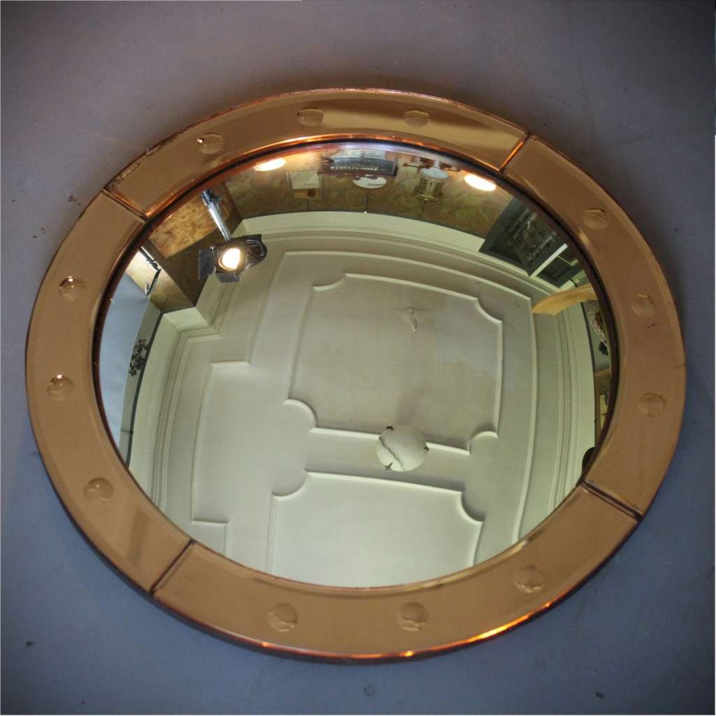 Art Deco Peach framed convex mirror
