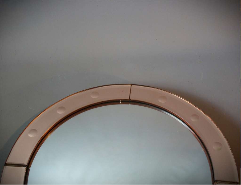 Art Deco Peach framed convex mirror