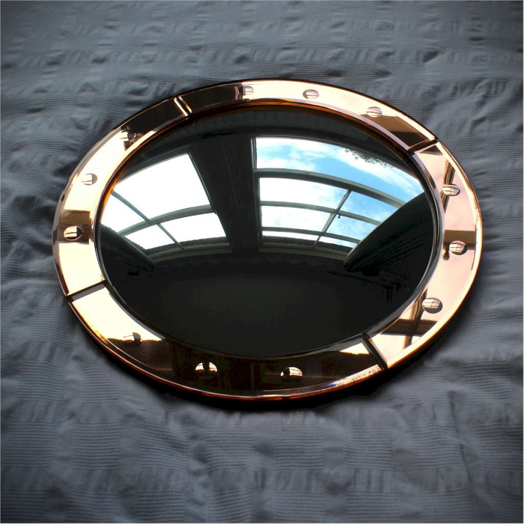 Art Deco Peach framed convex mirror