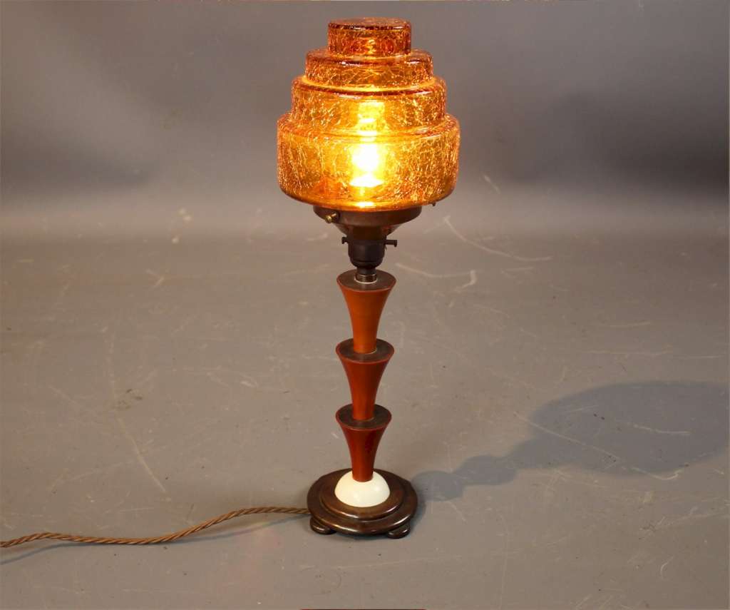 Stunning art deco Phenolic stepped table lamp.