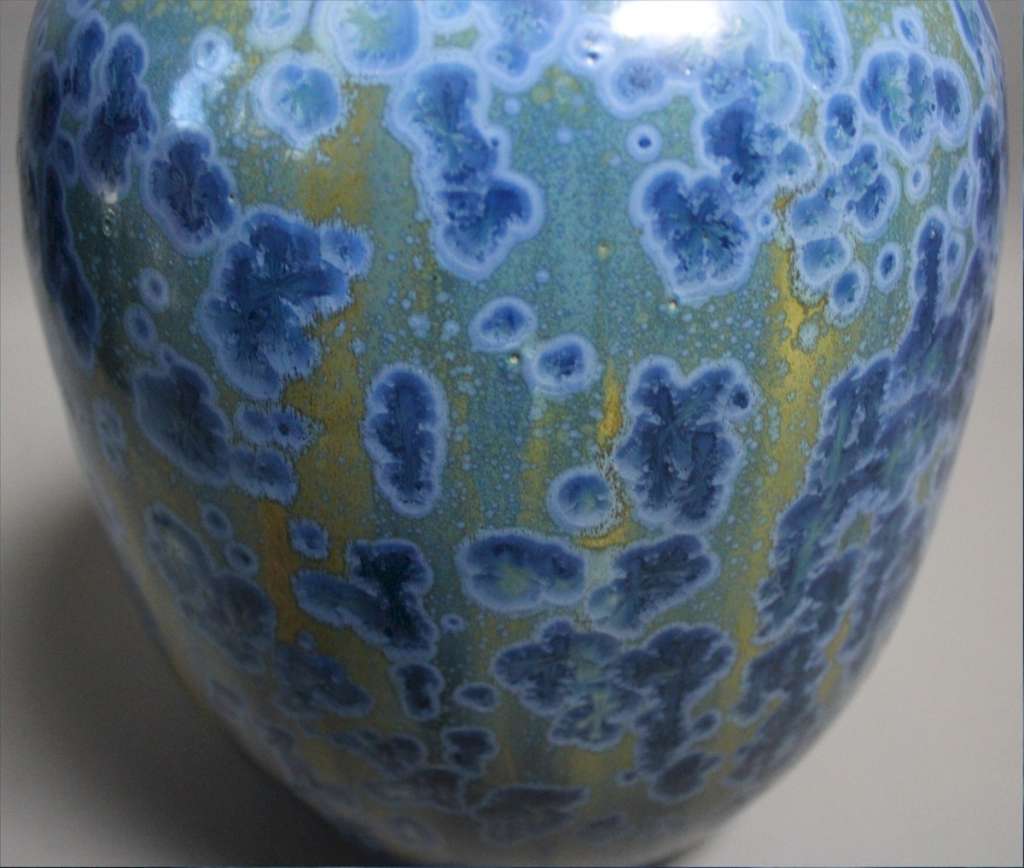 Pierrefonds pottery vase with fine blue crystalline glaze