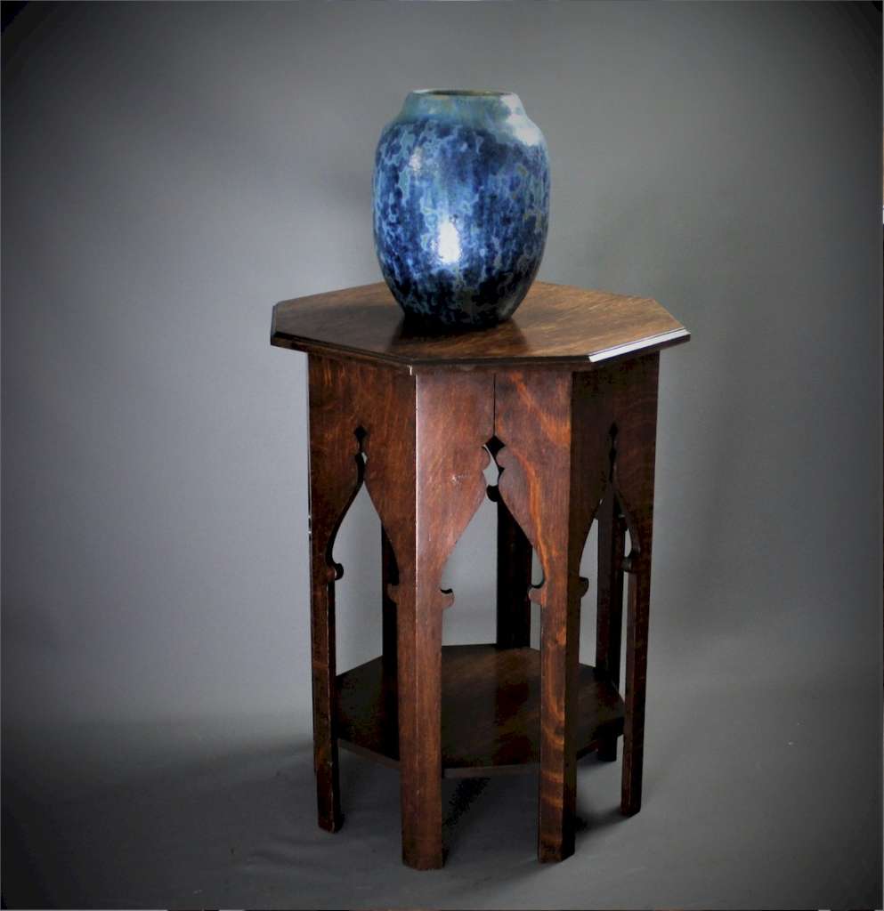 Pierrefonds pottery vase with fine blue crystalline glaze