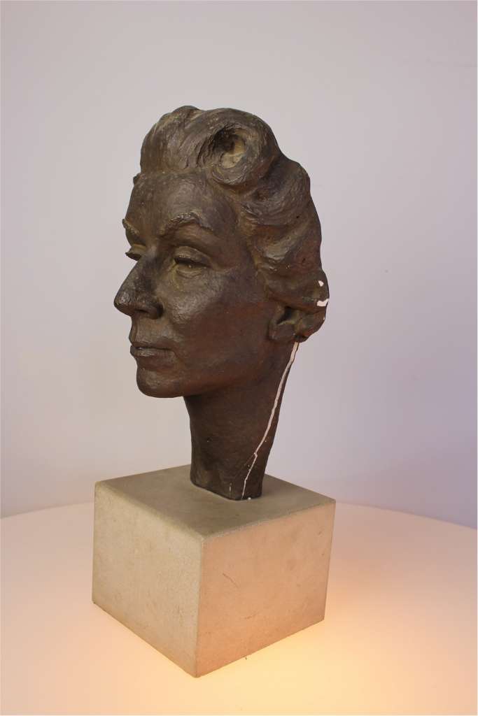1950's Plaster figure of a woman's head