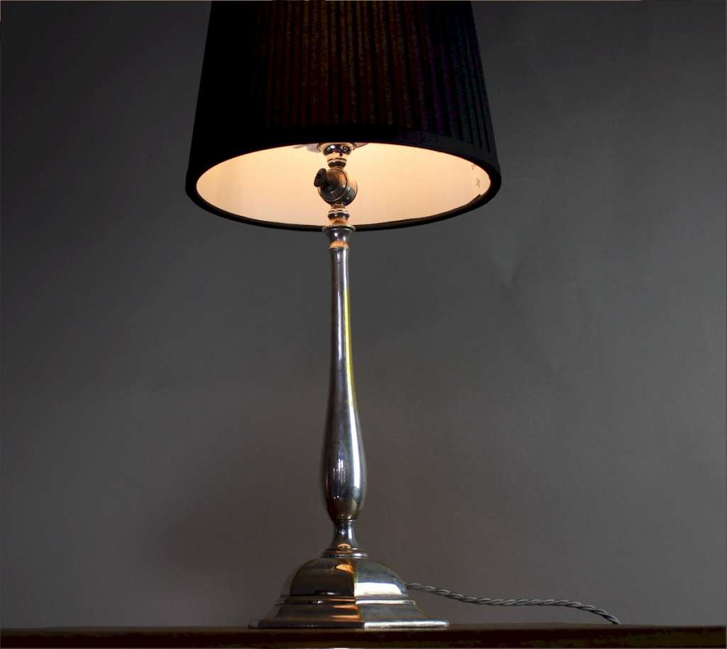 Elegant and slender arts and crafts table lamp by Faraday