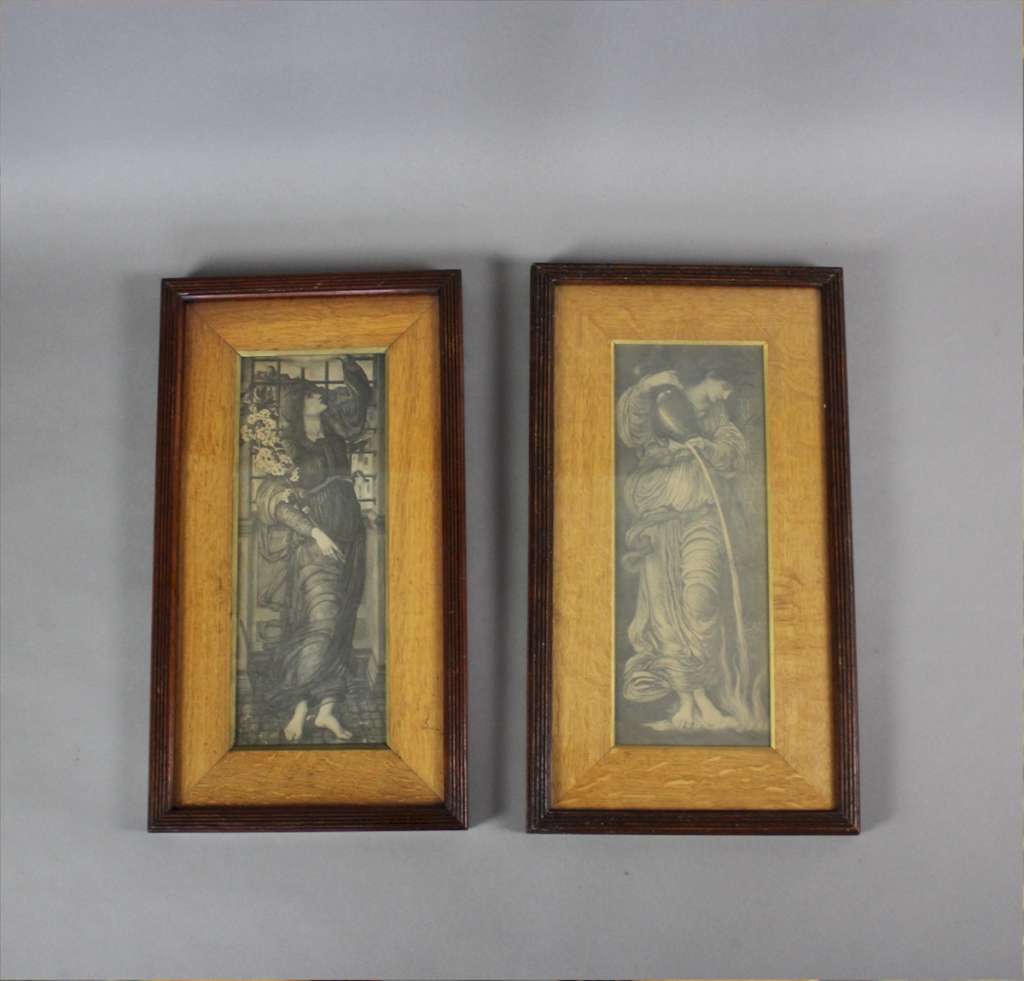 Pre-Raphaelite pair of period prints by Burne-Jones