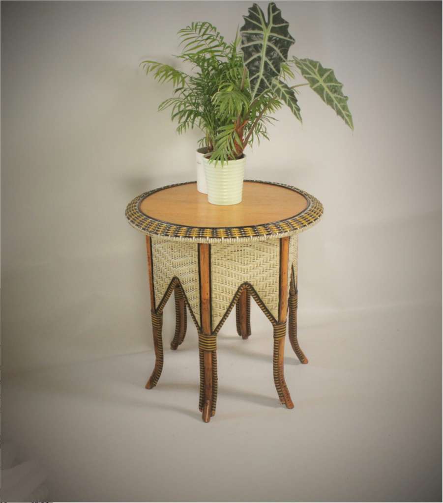 French Rattan conservatory table with Moorish influence