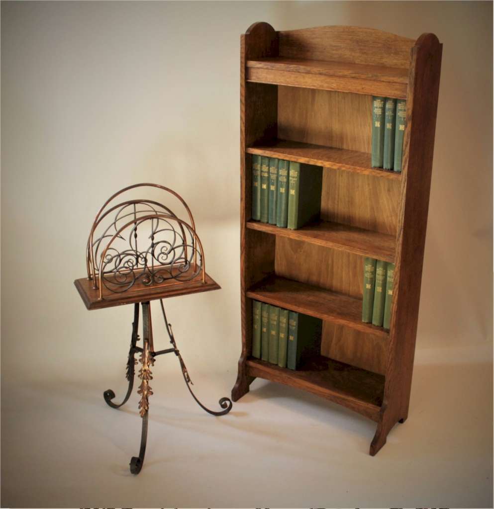 Arts and crafts movement revolving magazine rack