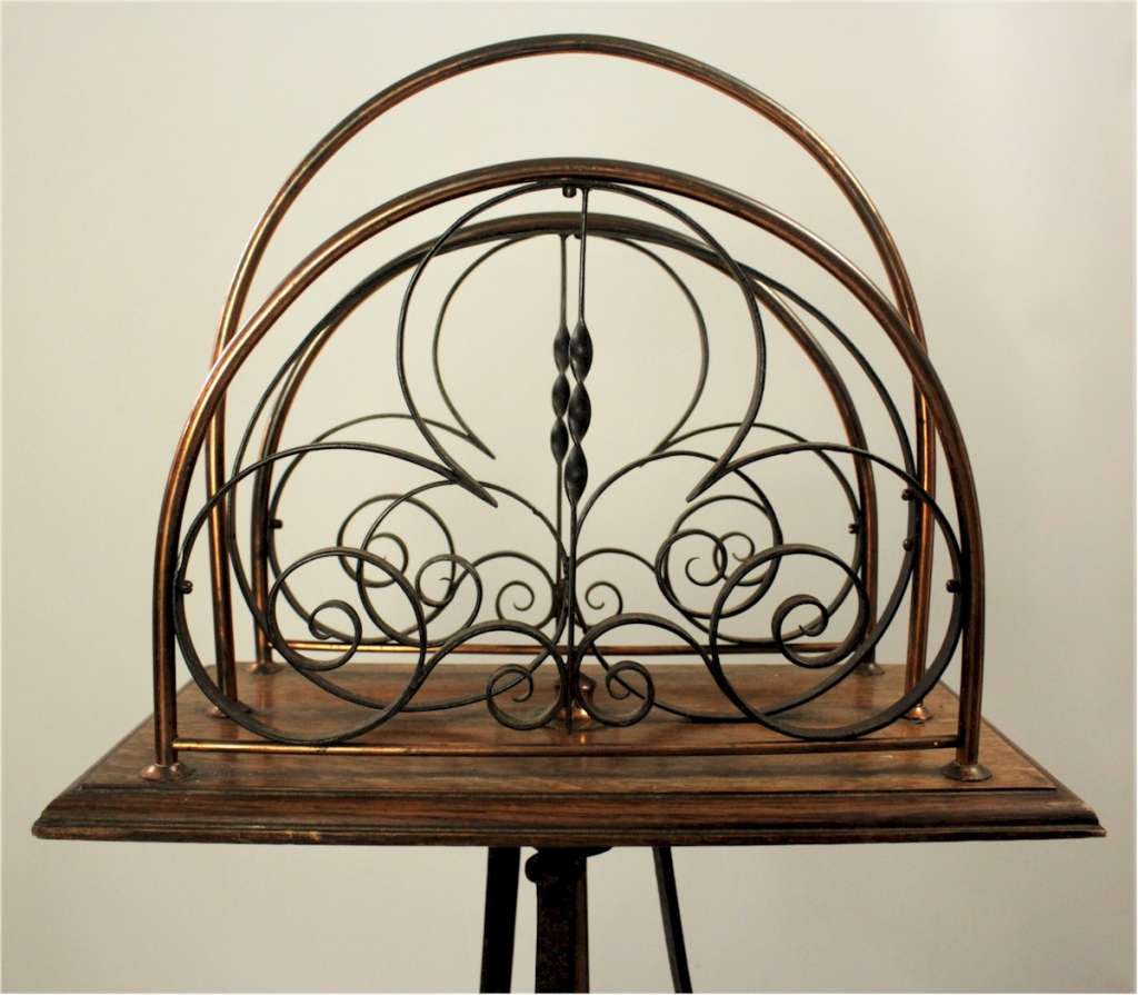 Arts and crafts movement revolving magazine rack