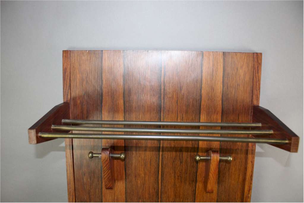 Mid-Century rosewood hallstands with brass and rosewood shelf / hooks. c1960's