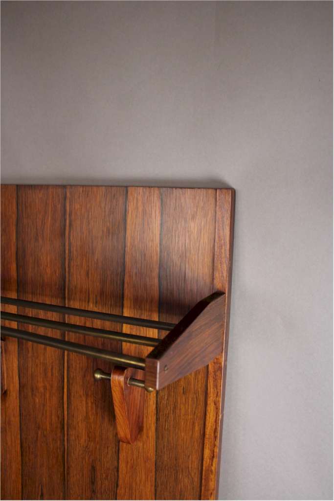 Mid-Century rosewood hallstands with brass and rosewood shelf / hooks. c1960's