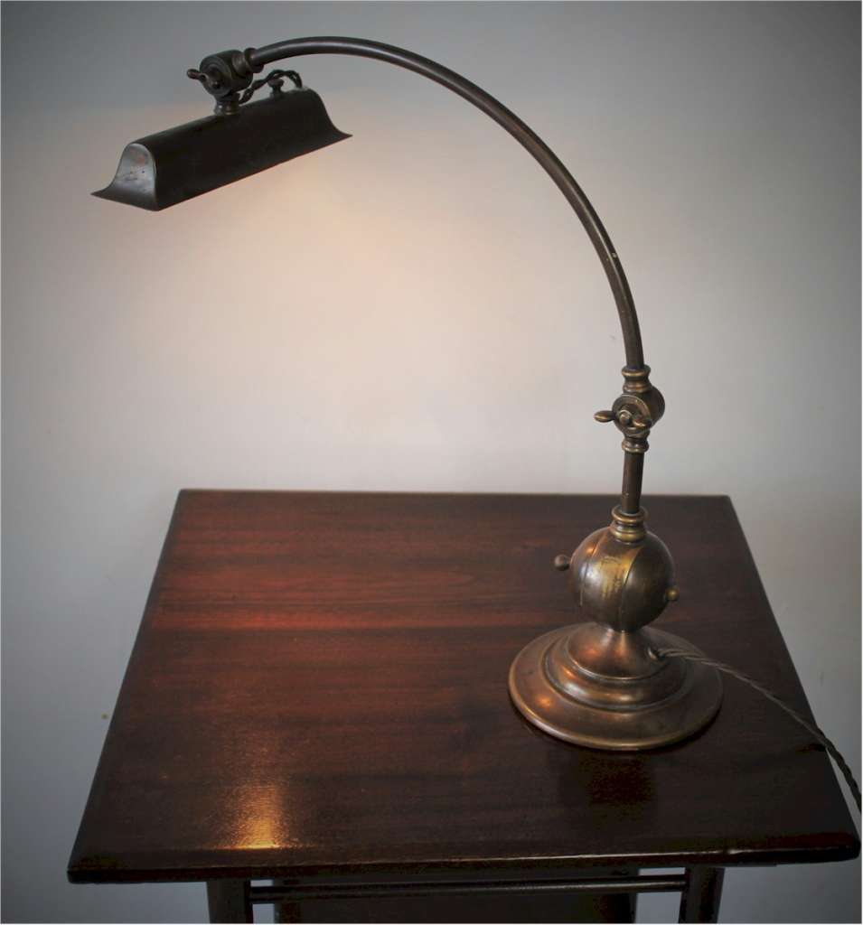Arts and crafts brass Bankers Lamp