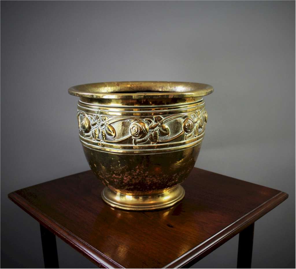 arts and crafts brass bowl with Scottish rose