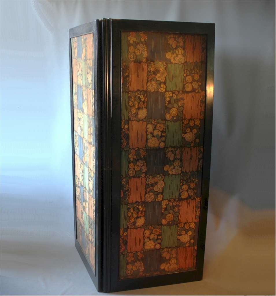Three Fold Ebonised screen with double sided fabric