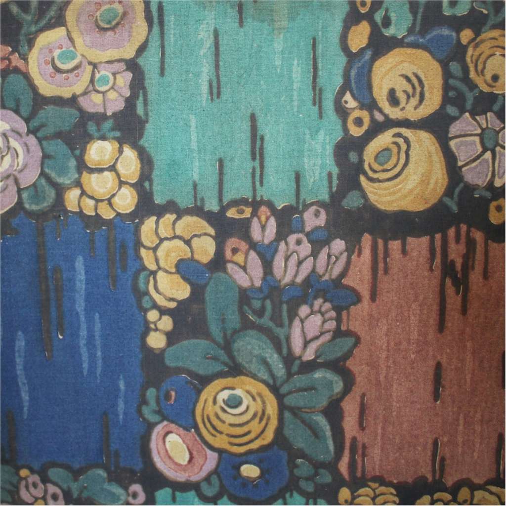 Three Fold Ebonised screen with double sided fabric