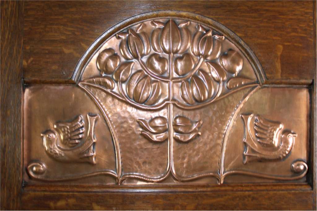 Arts and Crafts oak wardrobe by Shapland and Petter of Barnstaple.