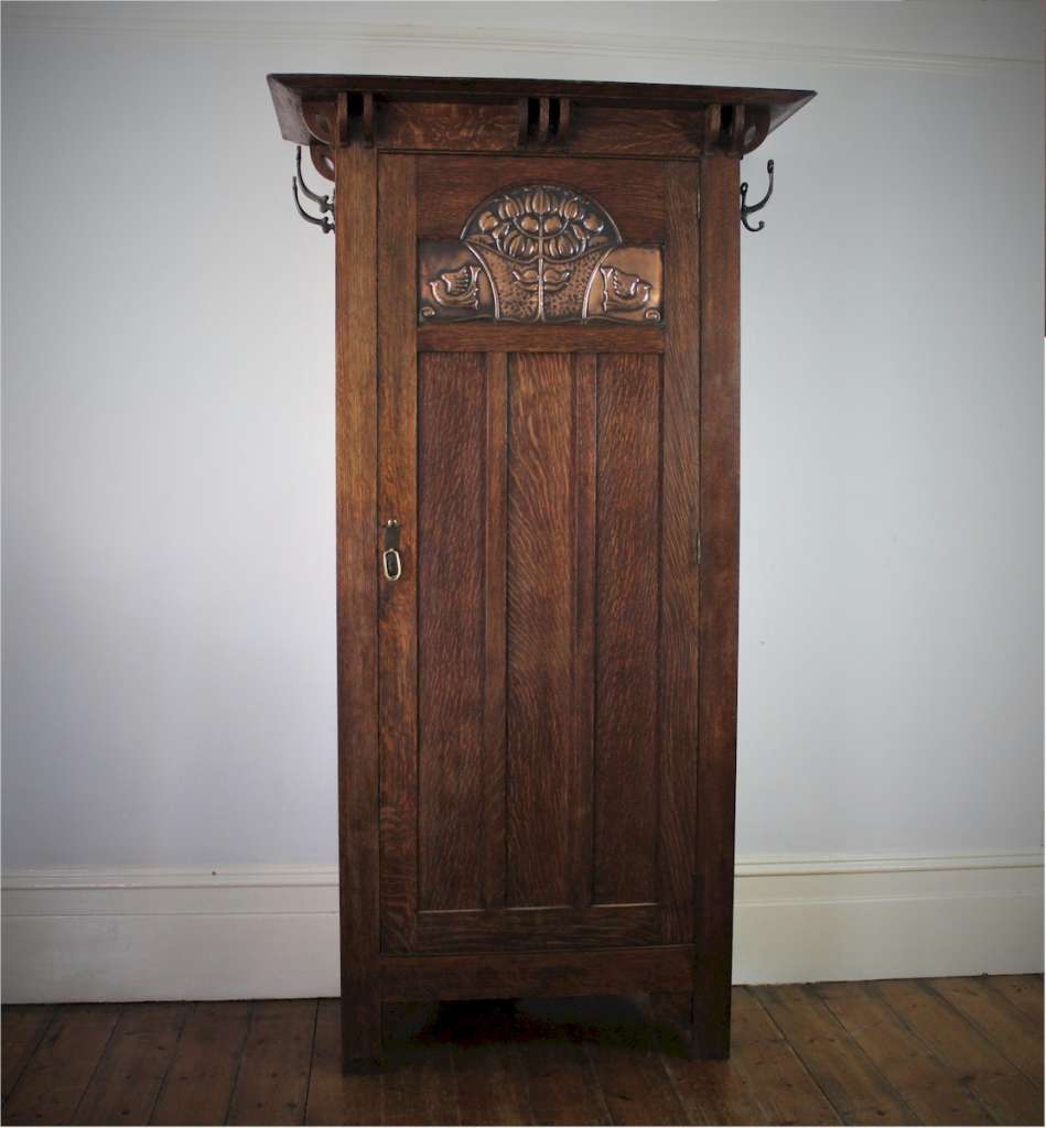 Shapland and Petter arts and crafts wardrobe with copper bird panel