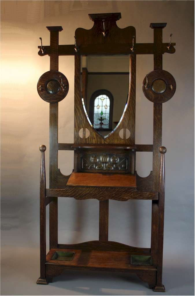 Shapland and Petter arts and crafts oak hall stand