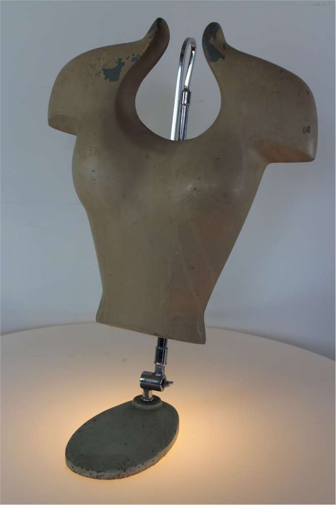 Vintage 1950's shop display adjustable torso on chrome stand
