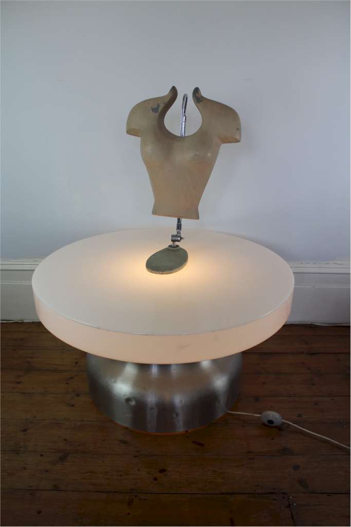 Vintage 1950's shop display adjustable torso on chrome stand