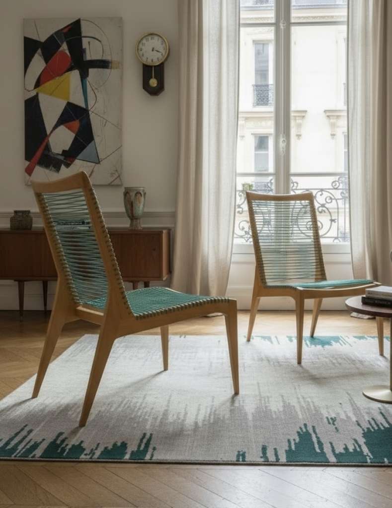 Pair of Louis Sognot Low lounge Chairs, France, 1950s