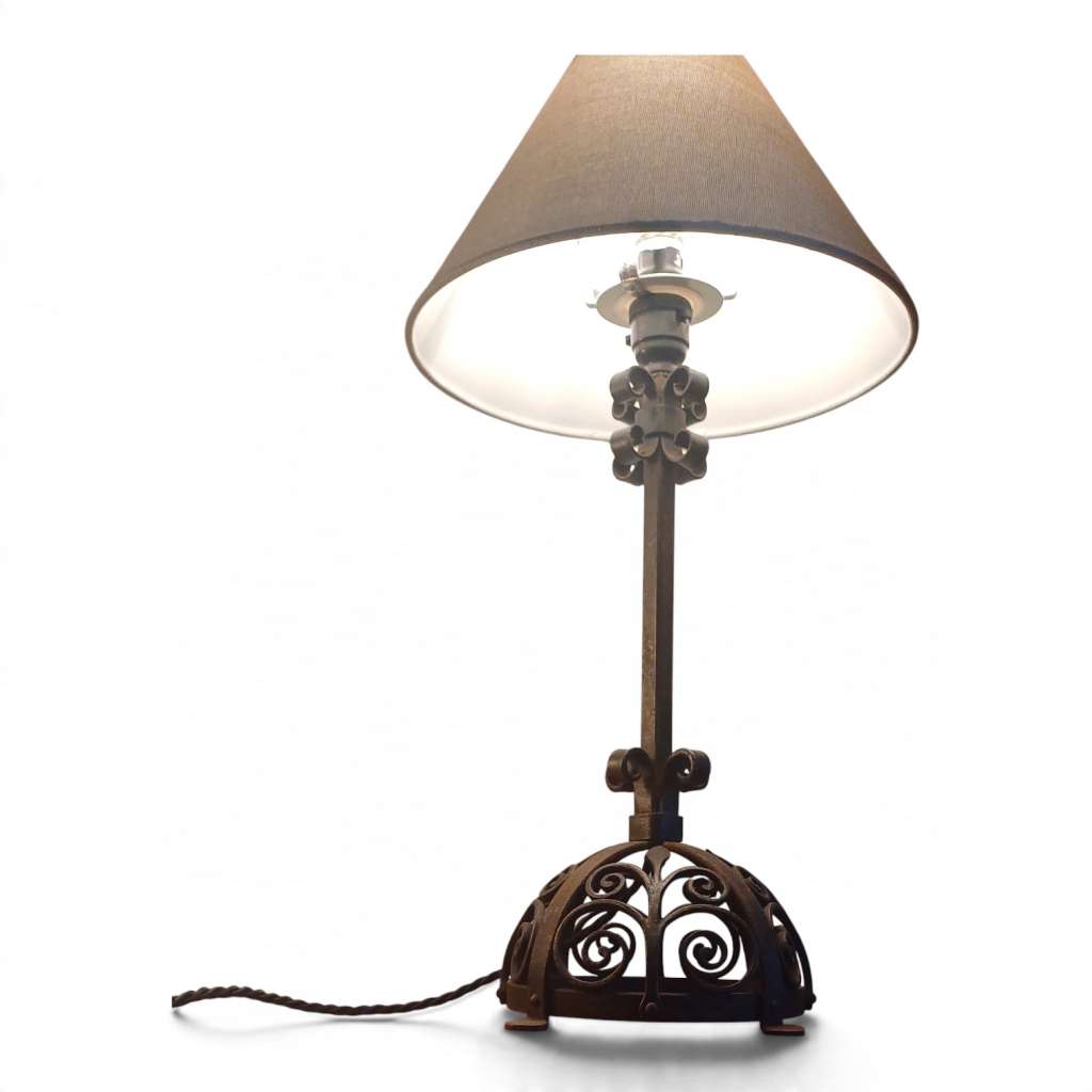 Arts and Crafts iron table lamp attributed to Spital and Clark