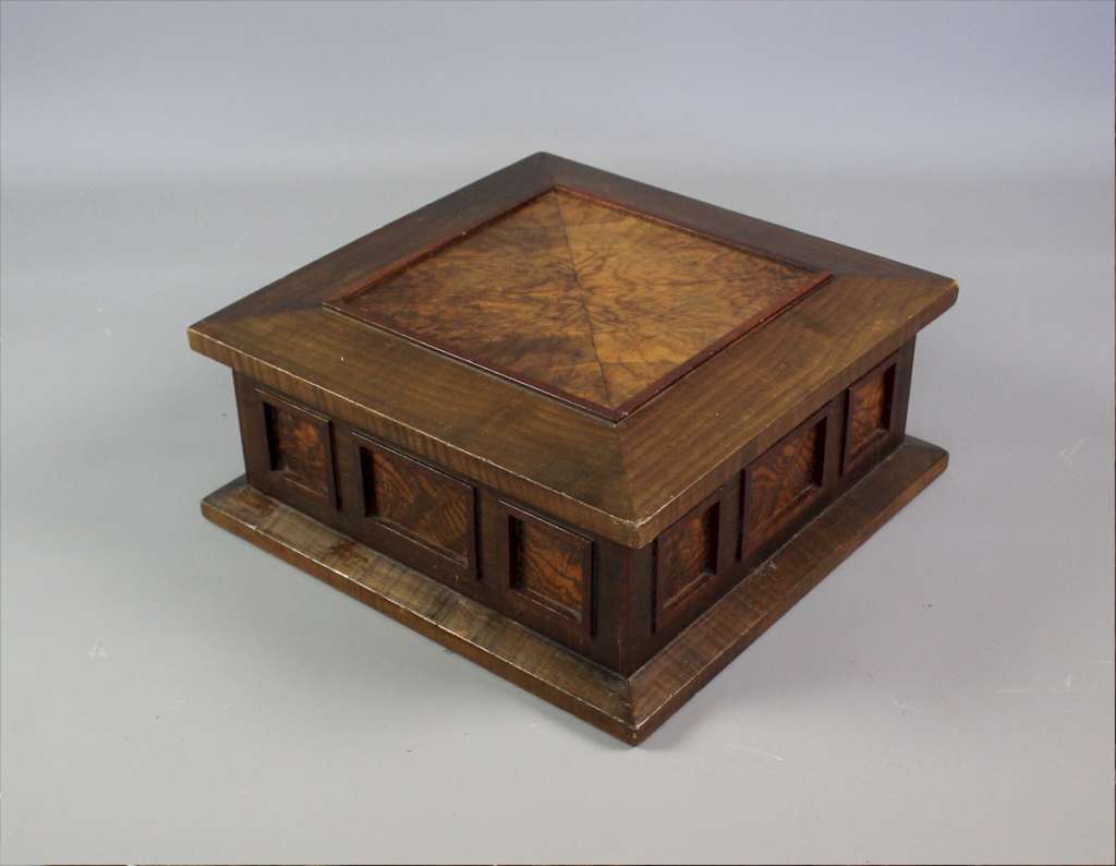 Square walnut veneered box