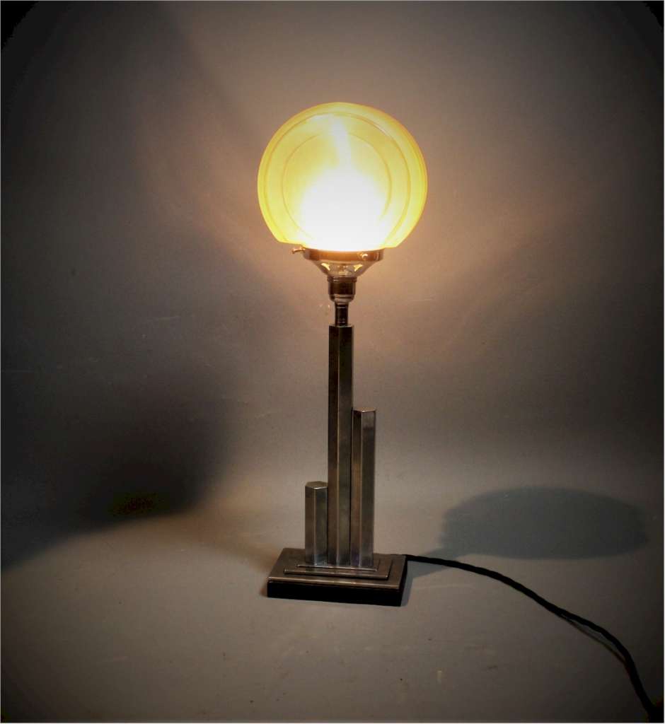 Art Deco stepped chrome table lamp