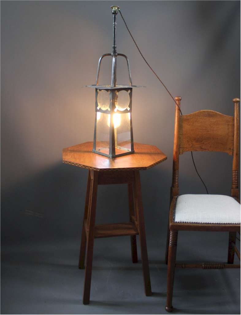 Arts and Crafts coppered on brass lantern