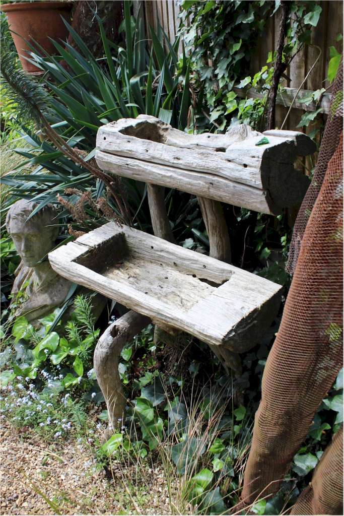 Two teak garden planters