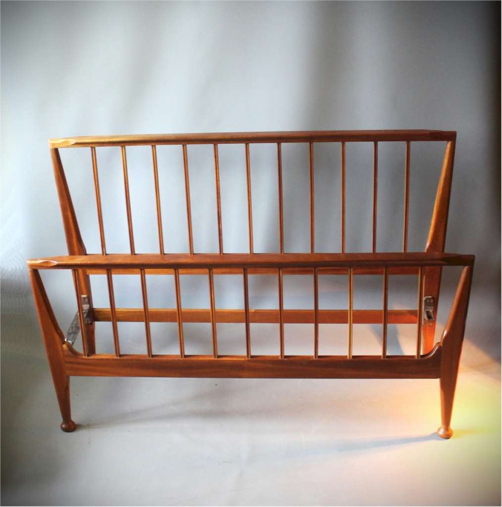 Mid-Century Teak double bedhead and footboard