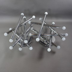 Pair of Italian 1970's designer ceiling lights in chrome
