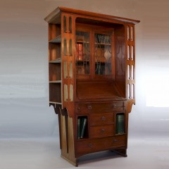Arts and Crafts oak bureau bookcase