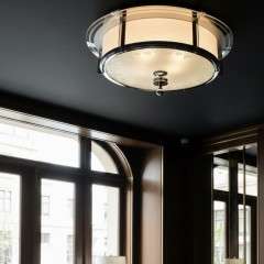 Art Deco glass and chrome ceiling light