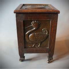 Good oak and copper arts and crafts coal box