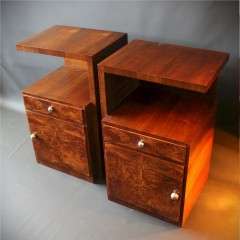 Walnut Art Deco pair of Bedside Cabinets
