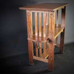 Arts and Crafts oak tea table by Leonard Wyburd